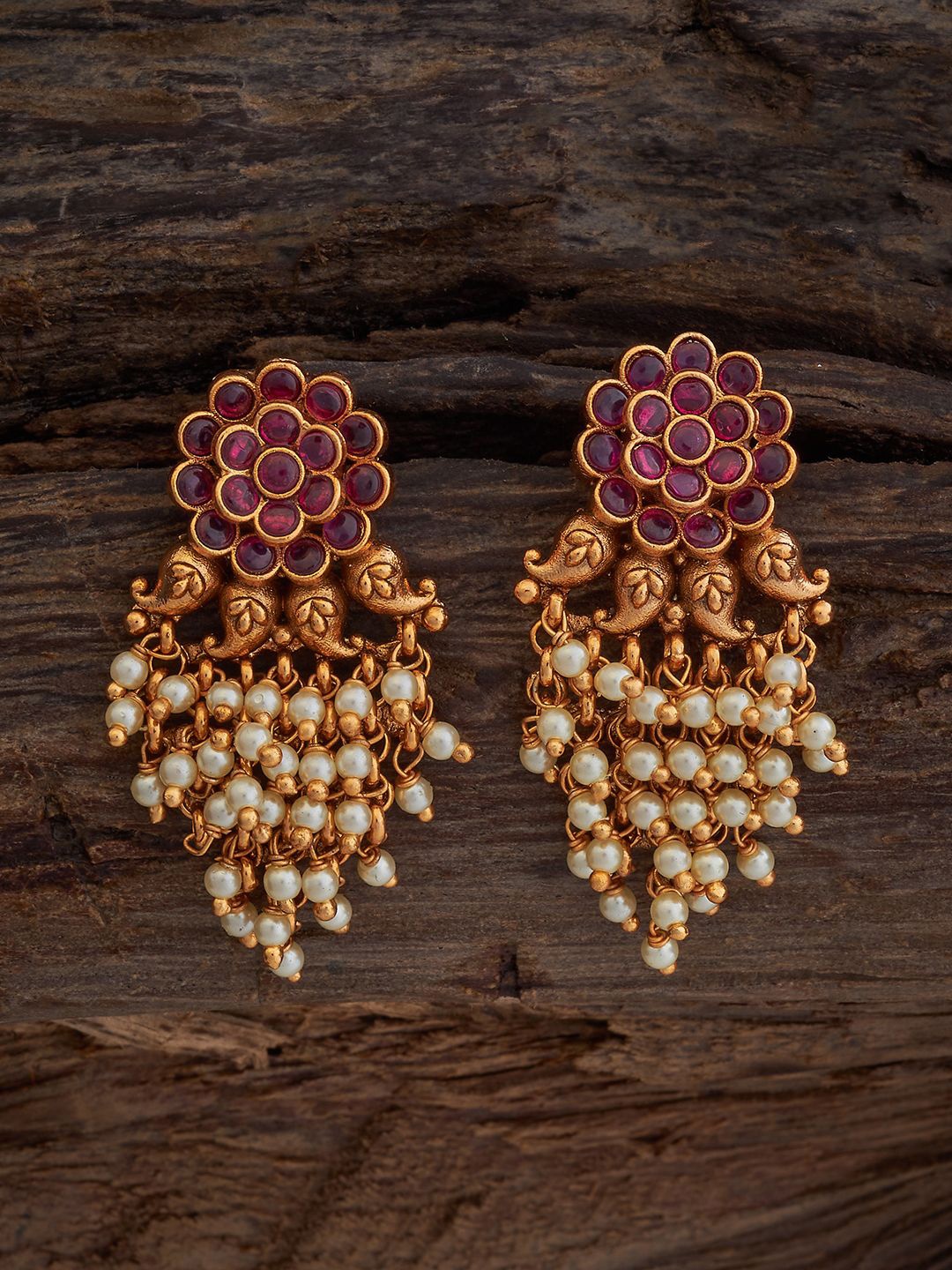 

Kushal's Fashion Jewellery Gold-Plated Paisley Shaped Beaded Drop Earrings