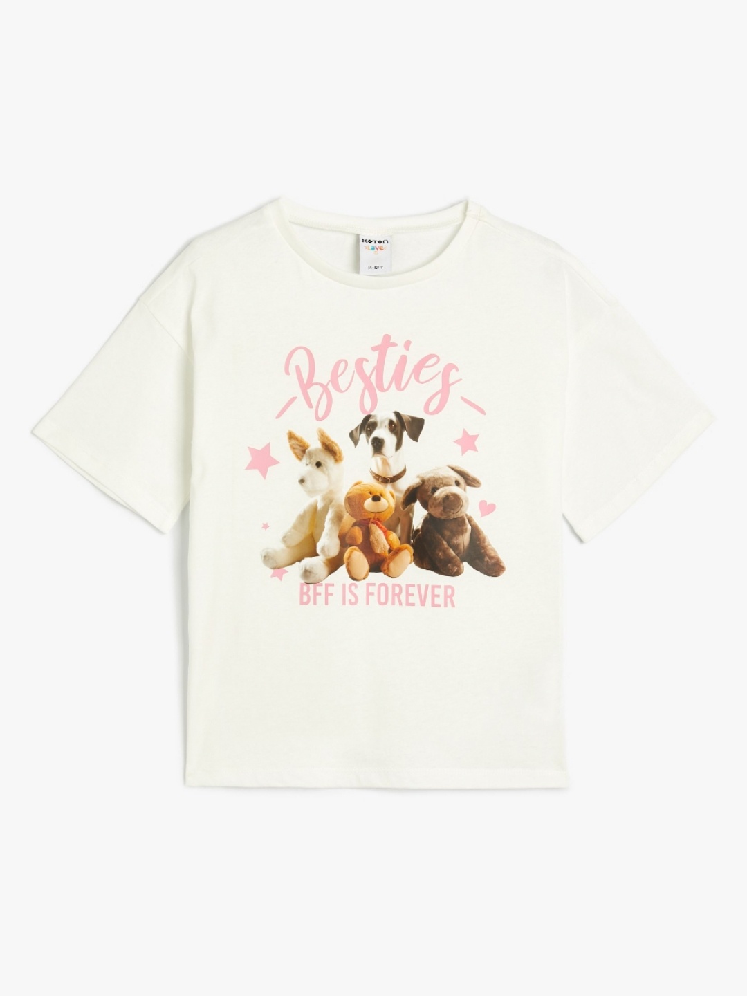 

Koton Girls Graphic Printed Round Neck Cotton T-shirt, White