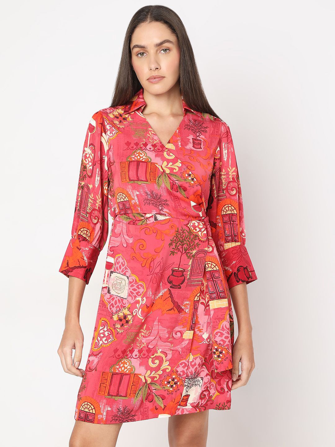 

Vero Moda Women Floral Printed Wrap Dress, Red