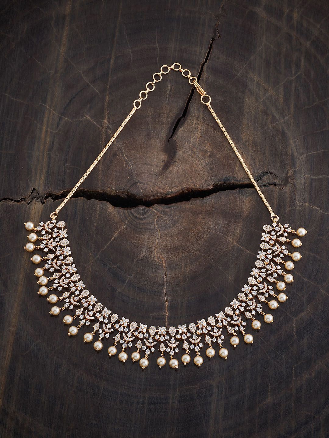 

Kushal's Fashion Jewellery Gold-Plated Cubic Zirconia Stone Studded Necklace