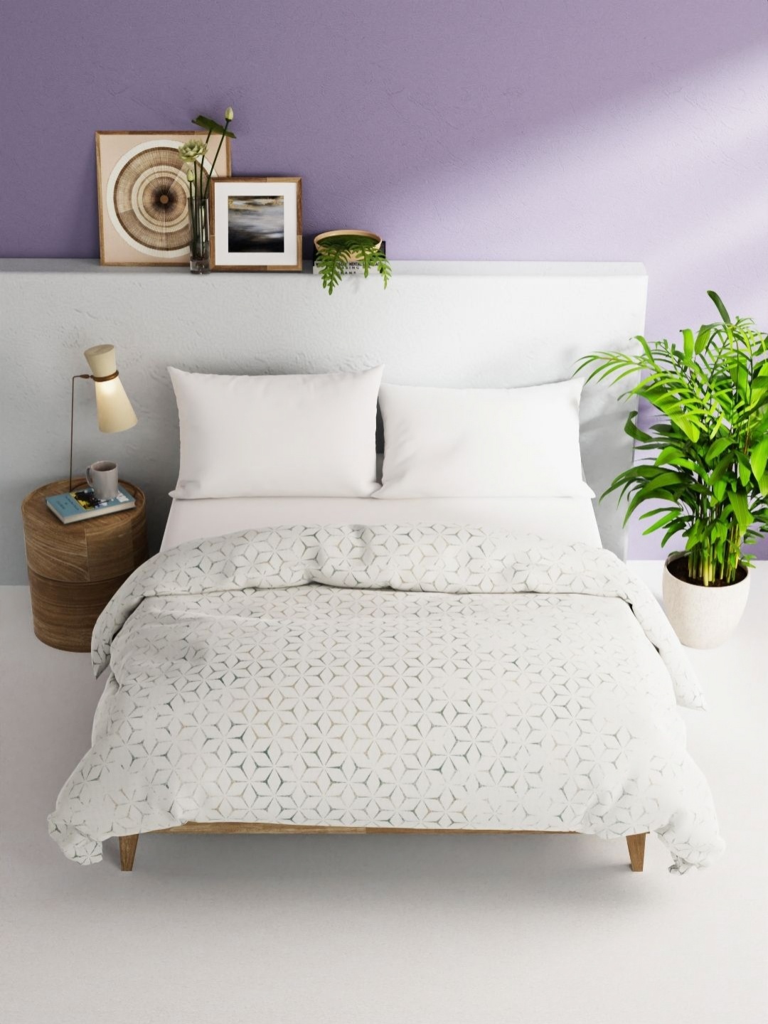 

BIANCA Grey & White Geometric AC Room Cotton 150 GSM Double Bed Comforter