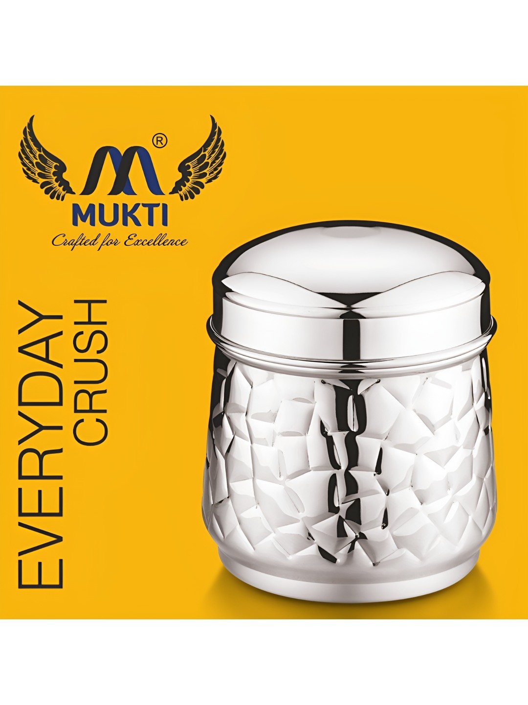 

MUKTI Silver-Toned Stainless Steel Dishwasher Safe Canister Container 1L