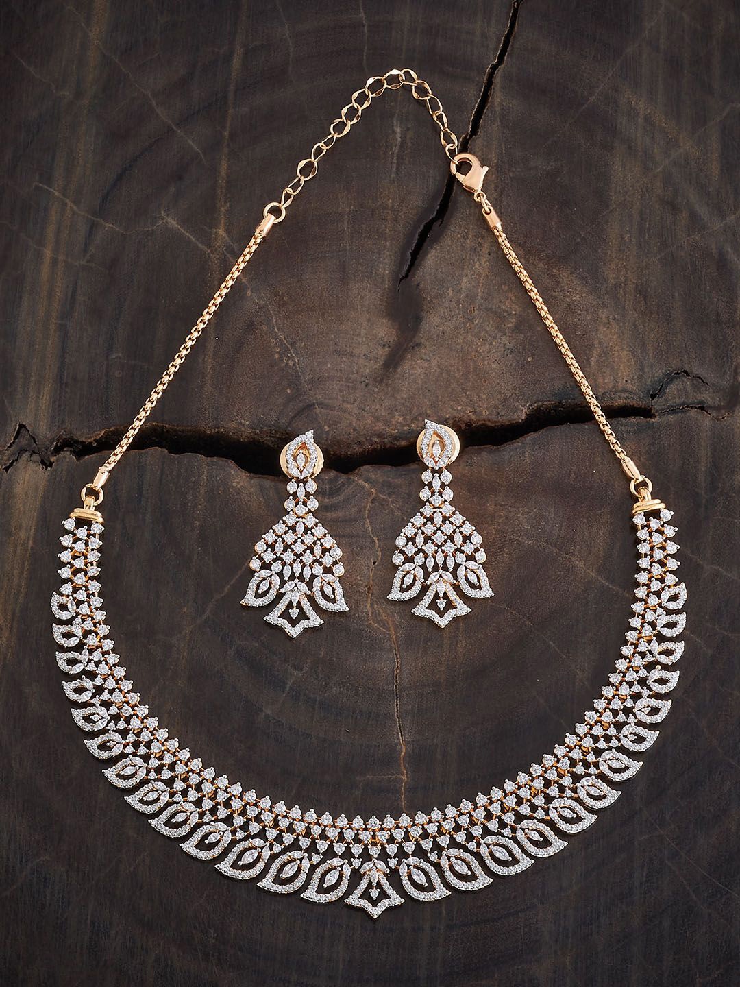 

Kushal's Fashion Jewellery Gold-Plated Cubic Zirconia Studded Jewellery Set