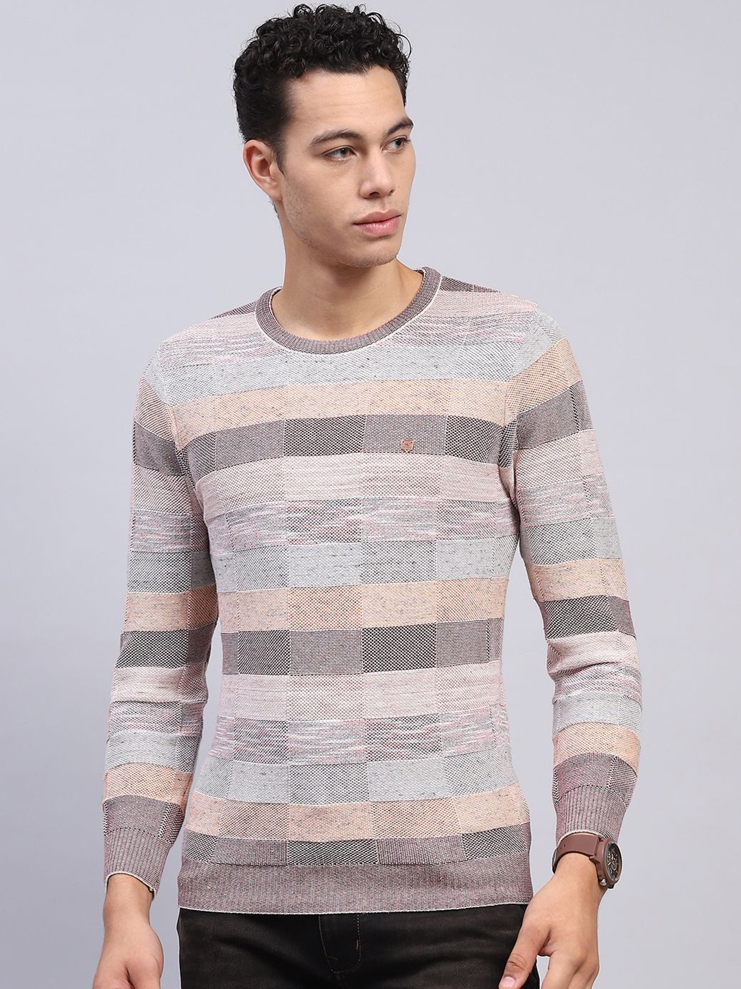 

Monte Carlo Men Striped Pullover, Grey
