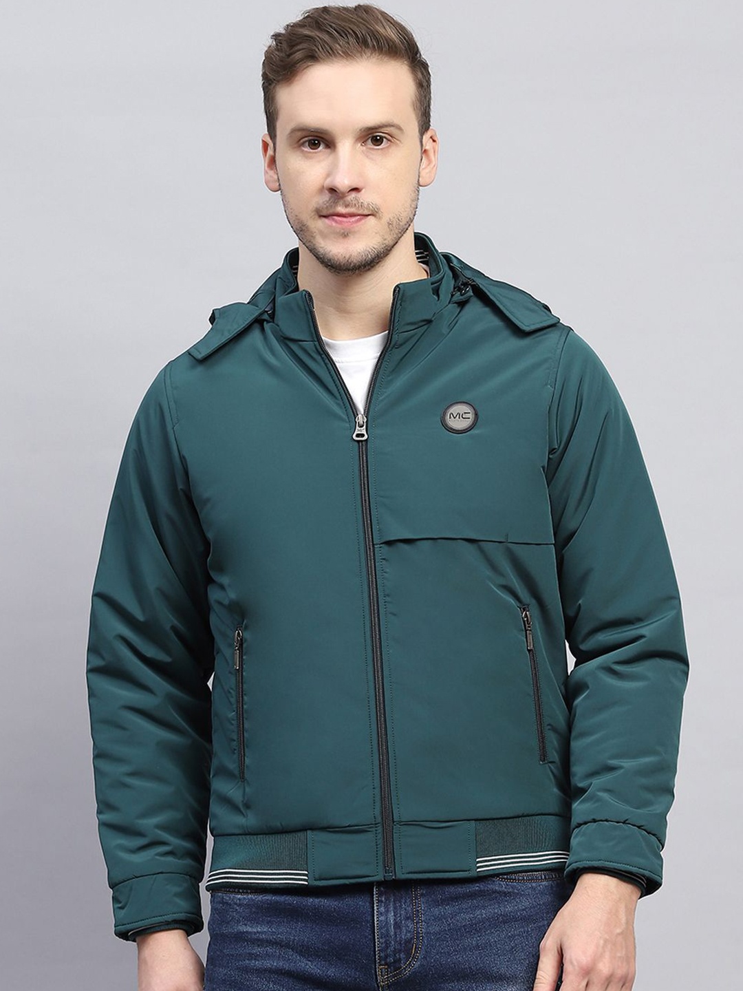 

Monte Carlo Men Hooded Solid Casual Padded Jacket, Green