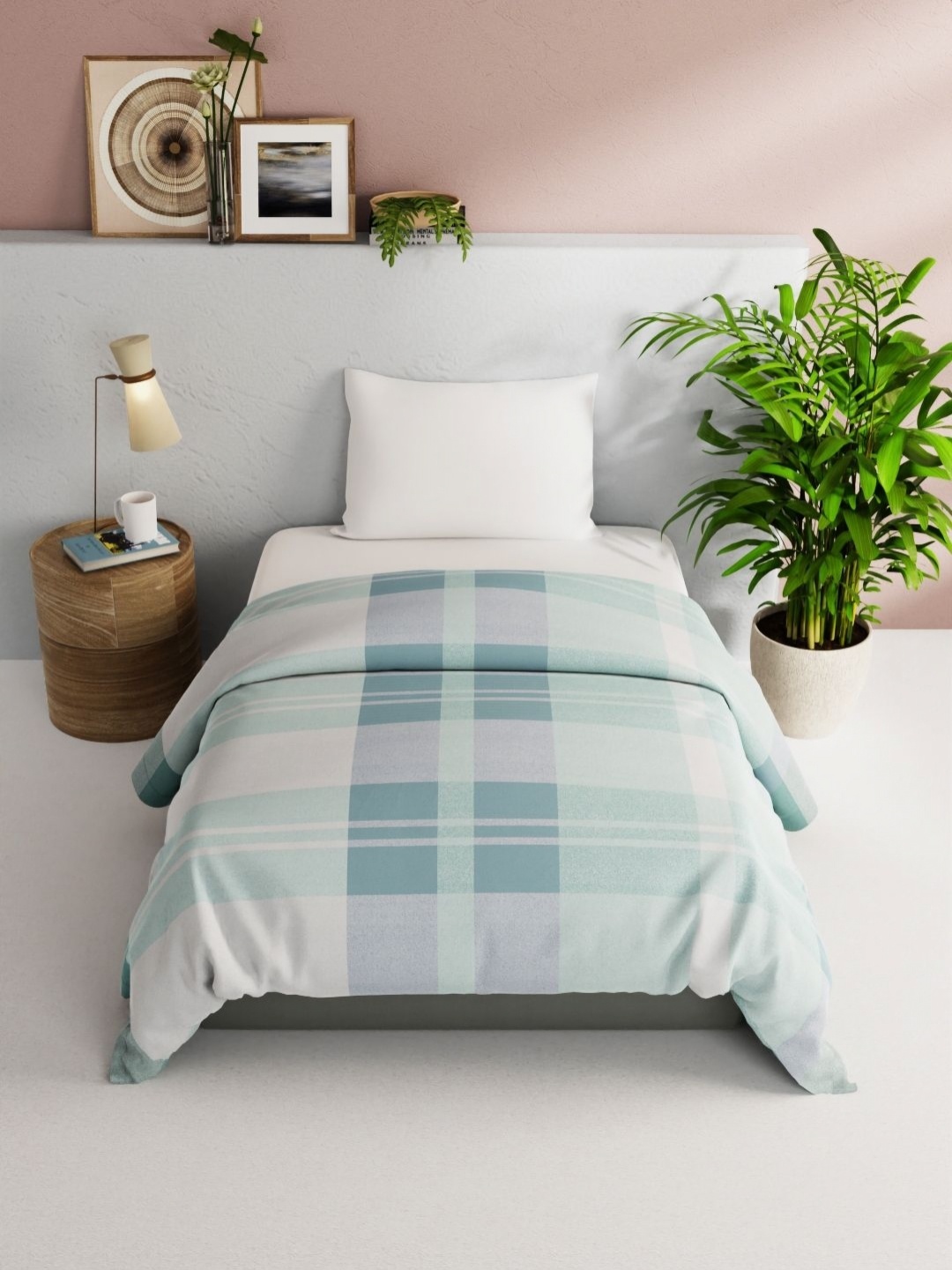 

BIANCA Victoria Blue & White Checked Pure Cotton AC Room 150 GSM Single Bed Comforter