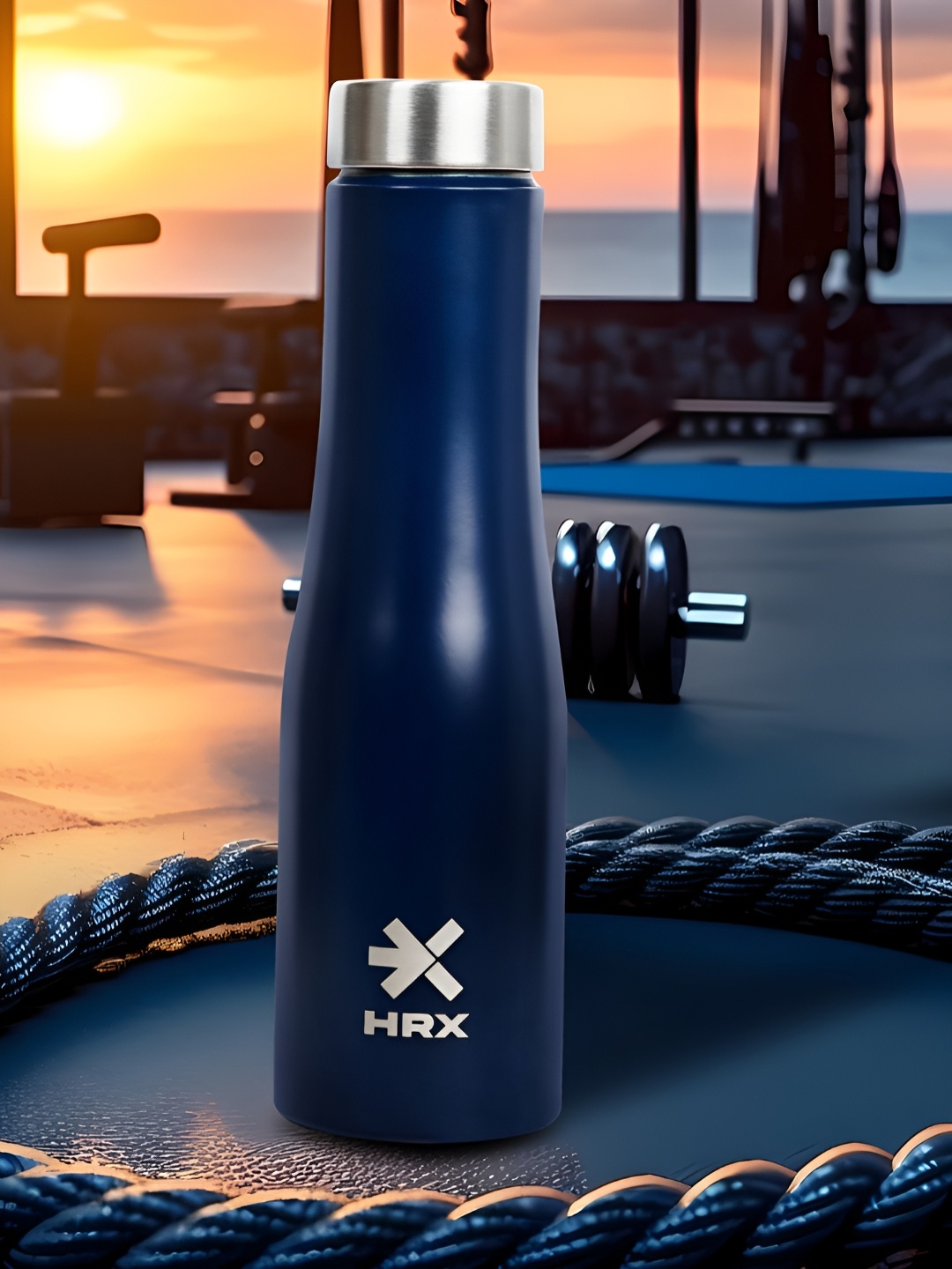 

HRX by Hrithik Roshan Navy Blue Stainless Steel Printed Single Wall Vacuum Water Bottle-1L