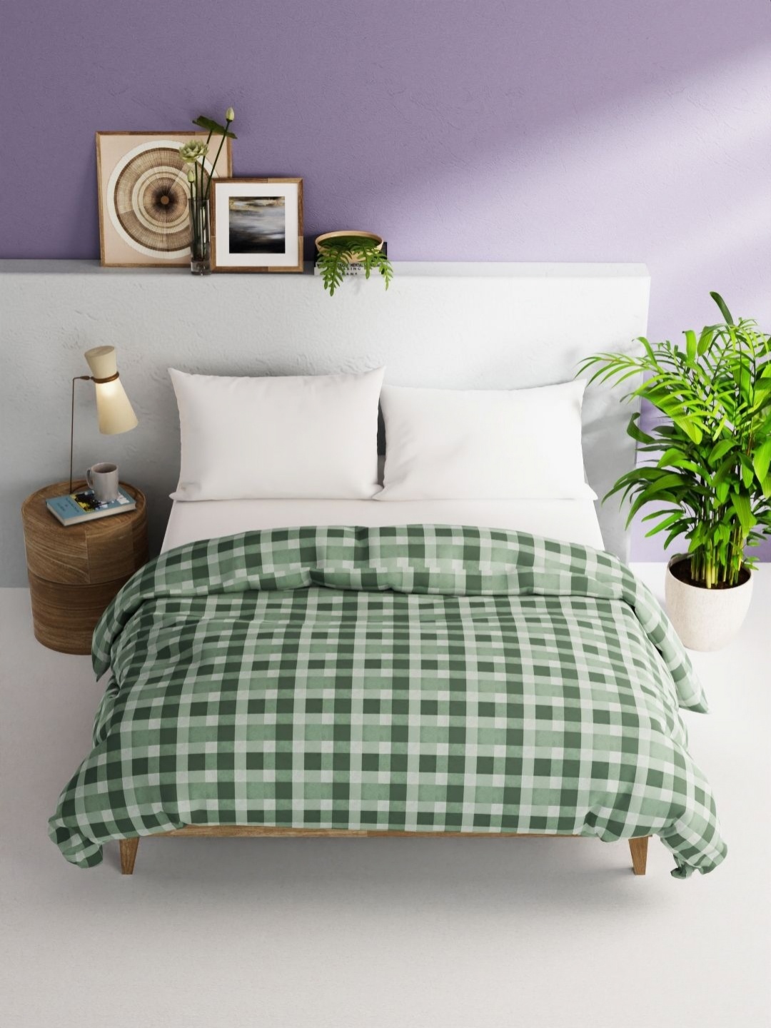 

BIANCA Victoria Green Checked AC Room Pure Cotton 150 GSM Double Bed Comforter