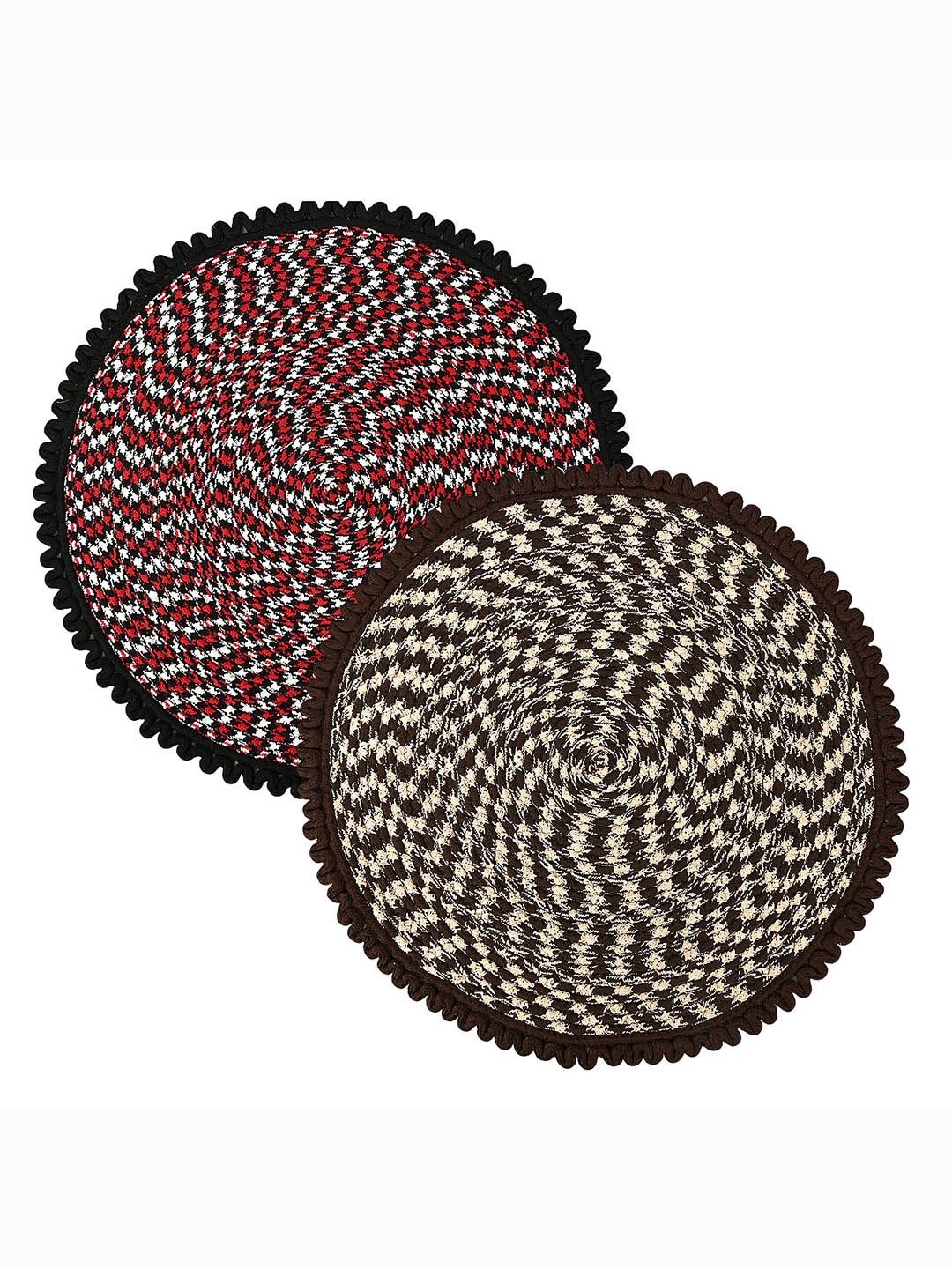 

Kuber Industries Red & Cream 2 Pieces Printed Doormats