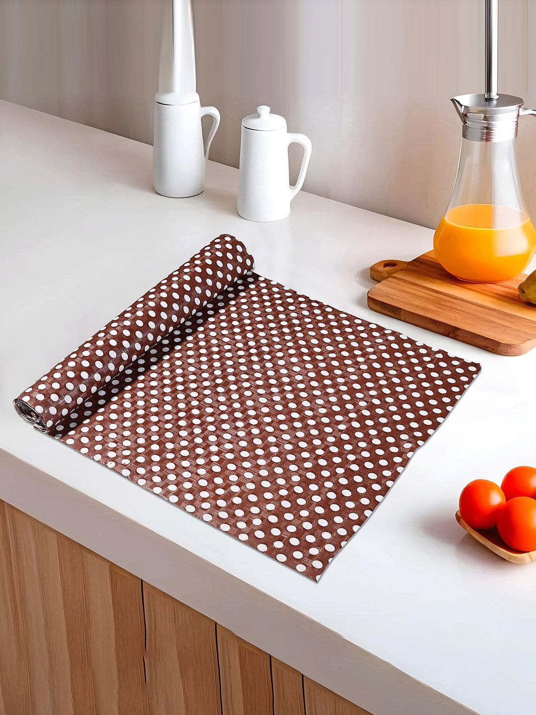 

Kuber Industries Brown Polka Dot Printed Water Resistant Shelf Liner