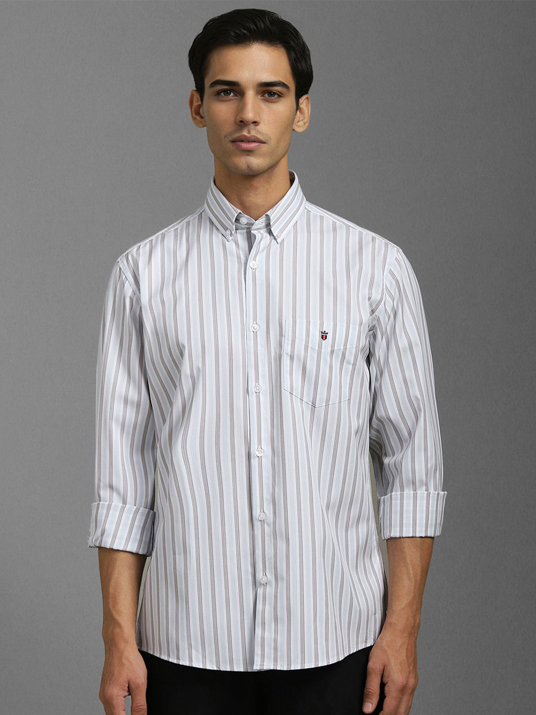 

Louis Philippe Sport Men Slim Fit Opaque Striped Casual Shirt, White