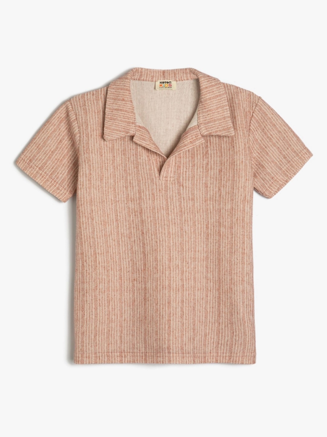 

Koton Boys Striped Polo Collar T-shirt, Peach