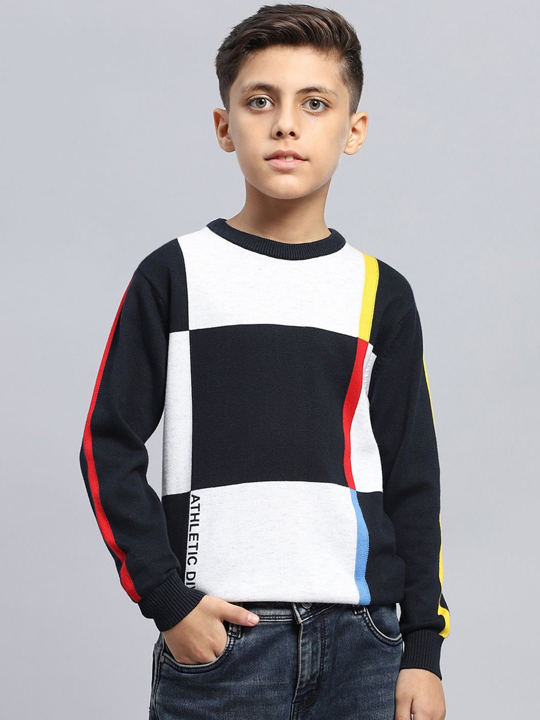 

Monte Carlo Boys Checked Pullover, Navy blue