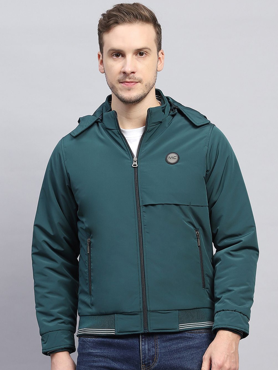 

Monte Carlo Men Hooded Solid Casual Padded Jacket, Green