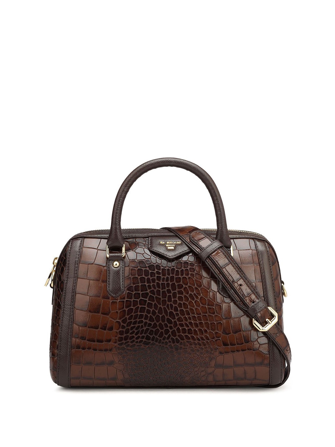 

Da Milano Women Textured Structured Leather Handheld Bag, Brown