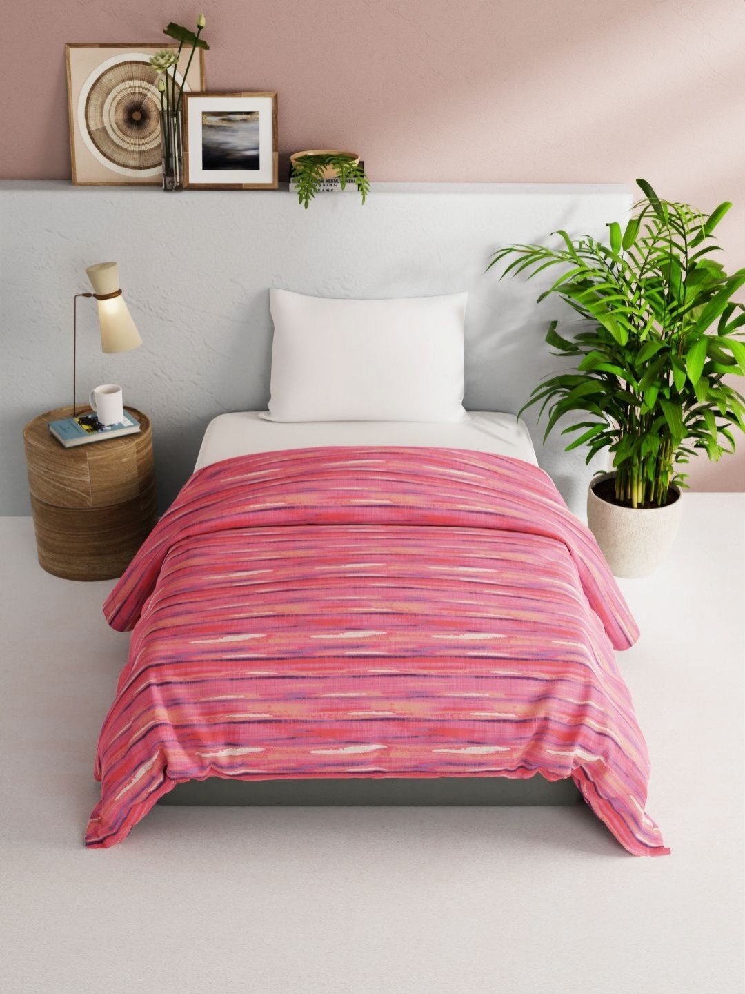 

BIANCA Pink & White AC Room 150 GSM Cotton Single Bed Comforter