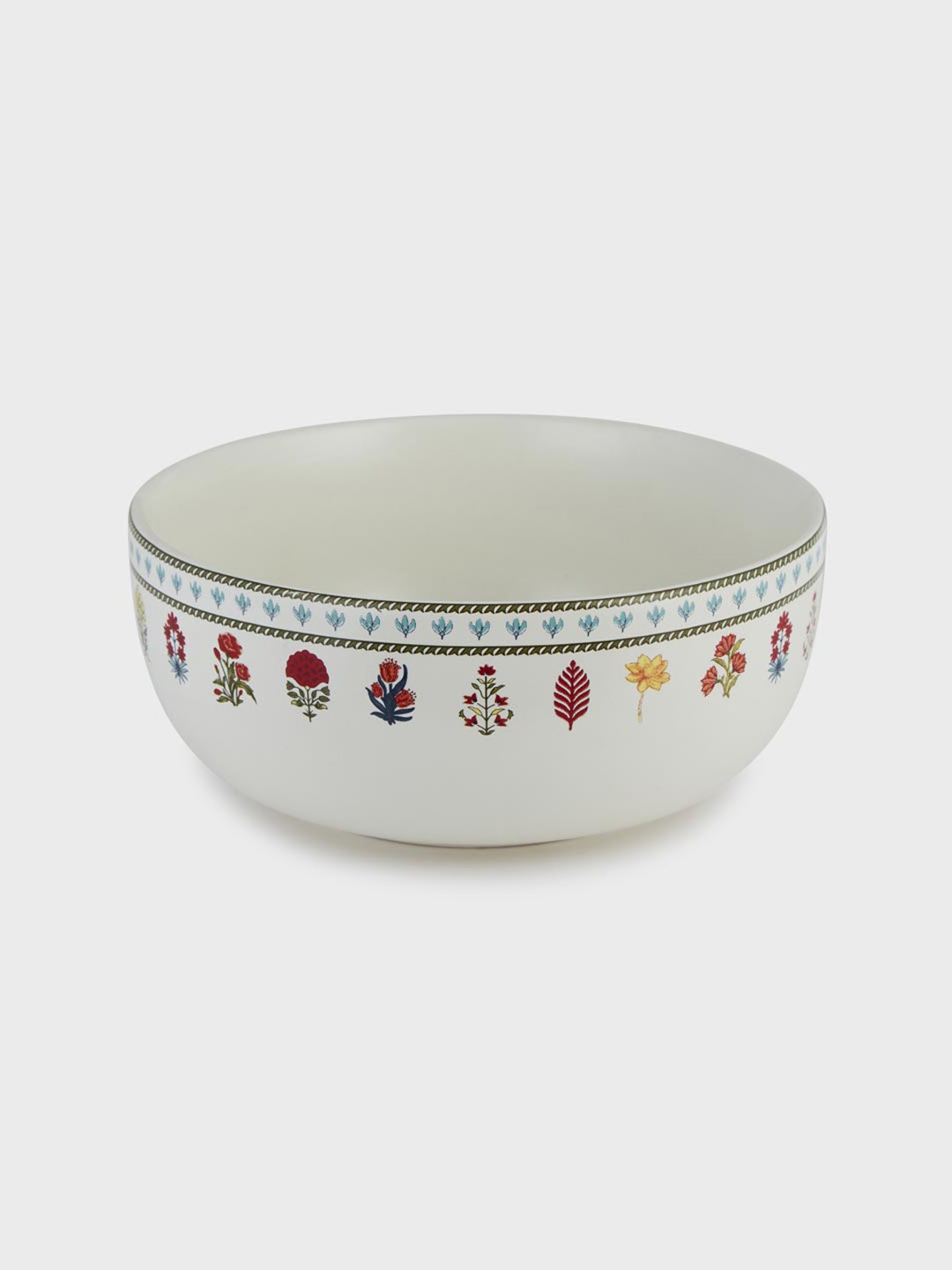 

Fabindia Ramya White & Blue Printed Ceramic Serving Bowl