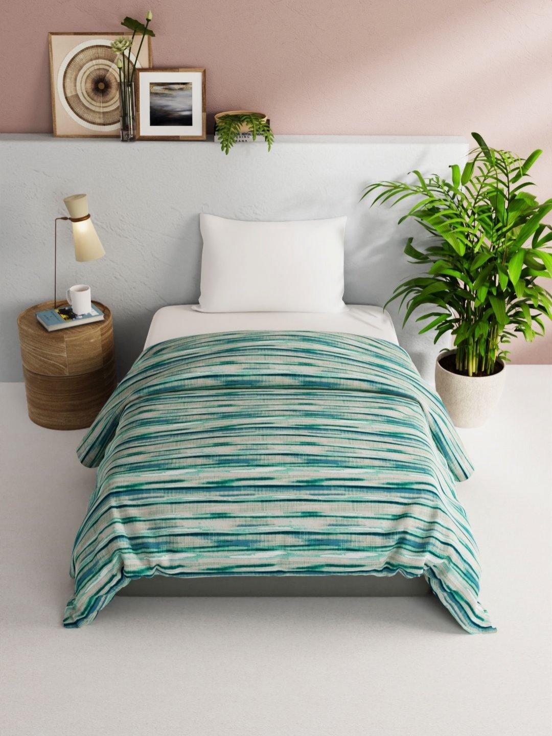 

BIANCA Blue & White Printed AC Room 150 GSM Cotton Single Bed Comforter