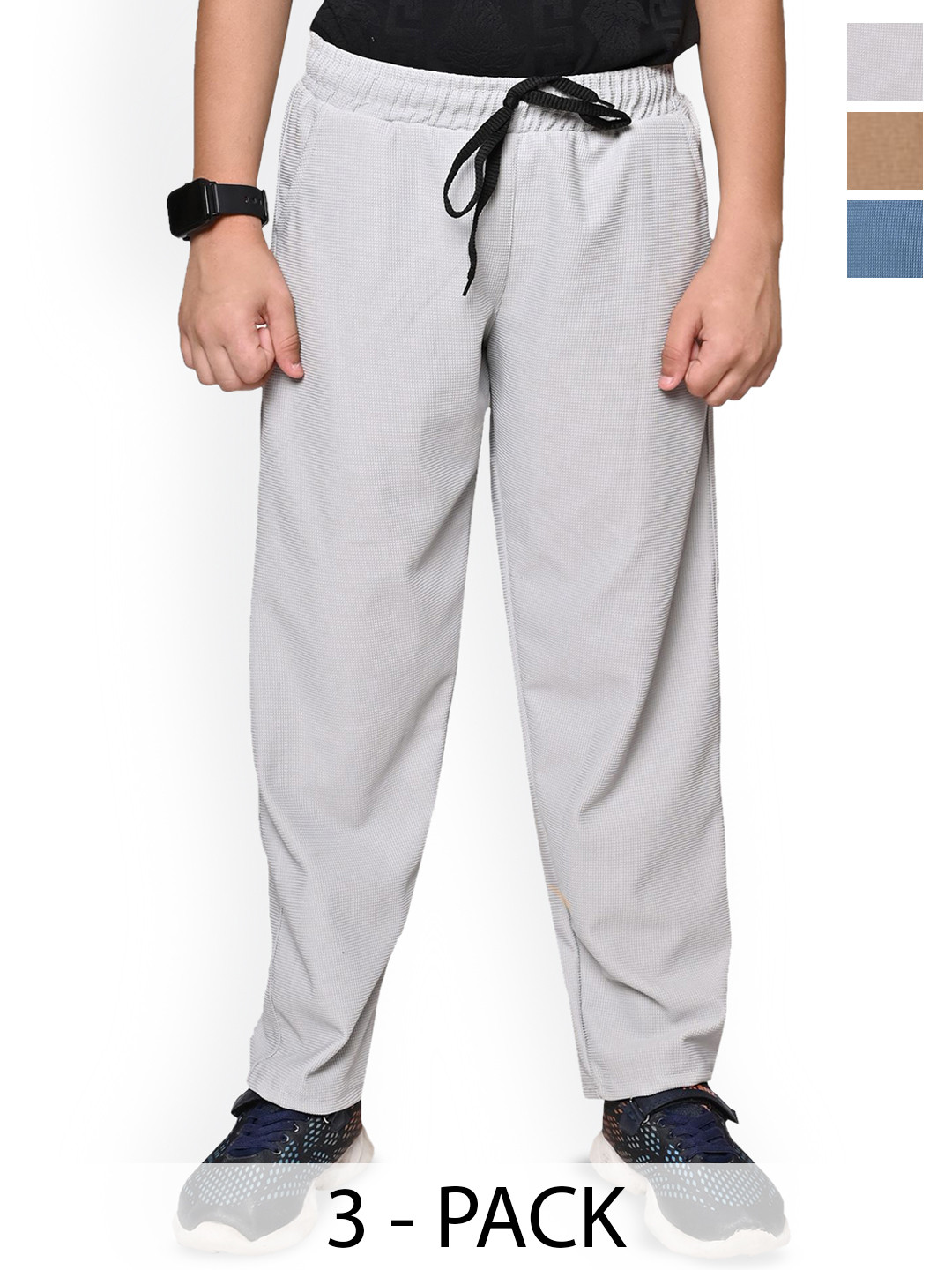 

BAESD Boys Pack Of 3 Mid Rise Track Pants, Beige