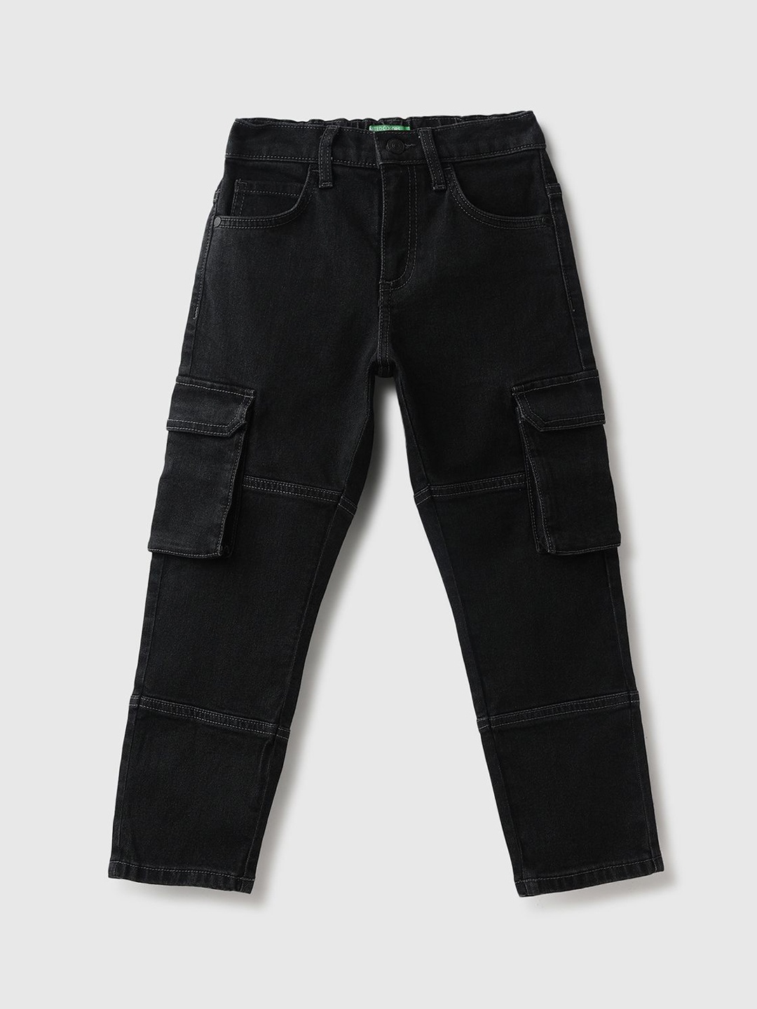 

United Colors of Benetton Boys Mid-Rise Cotton Straight Fit Jeans, Black