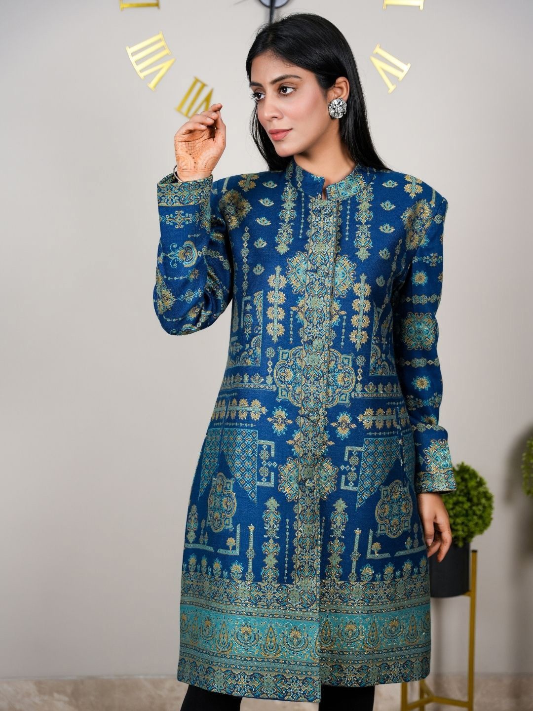 

HOUSE OF KIRNA'S WITH LOGO OF HOK Women Ethnic Motif A- Line Kurta, Turquoise blue