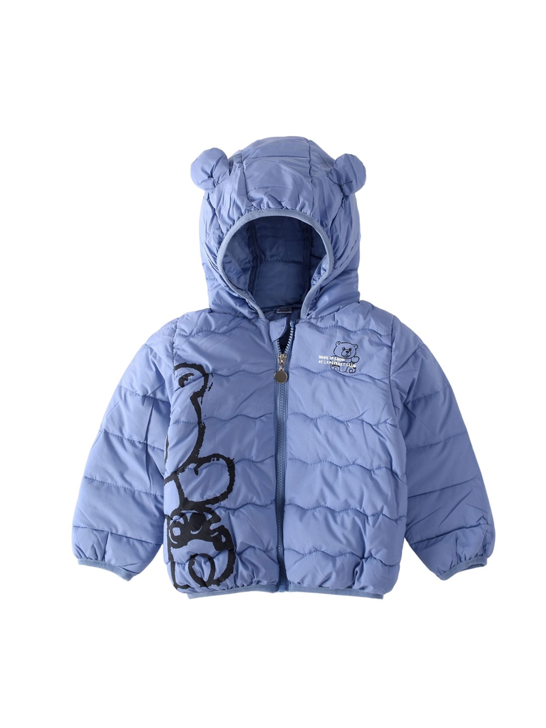 

Bold N Elegant Unisex Kids Hooded Graphic Printed Casual Puffer Jacket, Blue