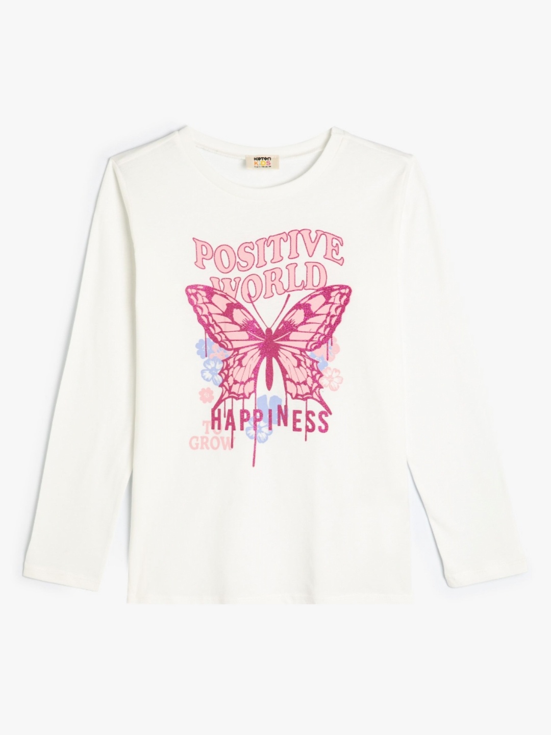 

Koton Girls Graphic Printed Round Neck Cotton T-shirt, White