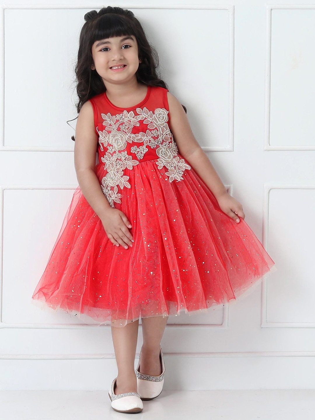 

Mark & Mia Girls Floral Embroidered Dress, Red