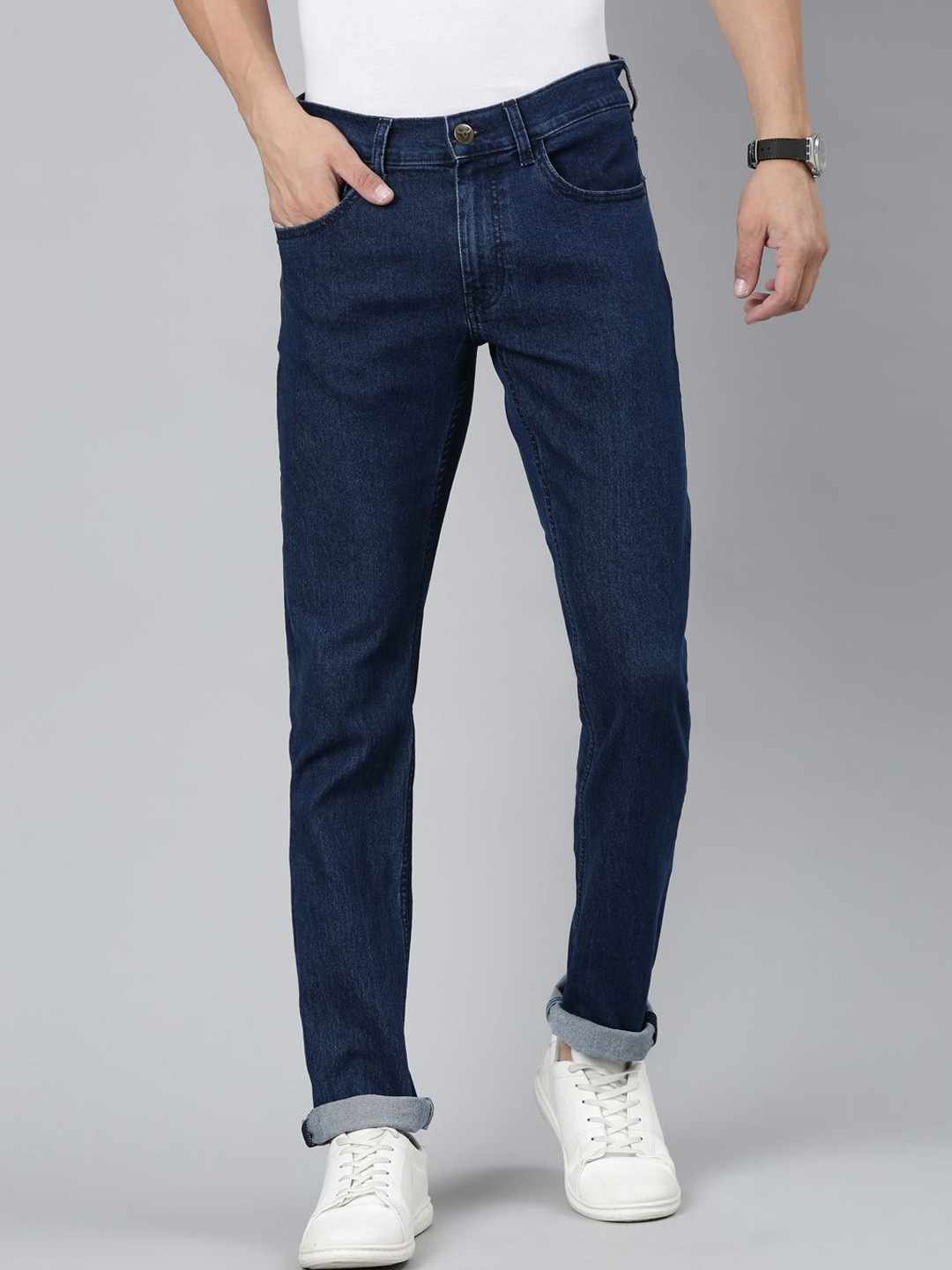 

American Bull Men Mid-Rise Slim Fit Stretchable Jeans, Blue