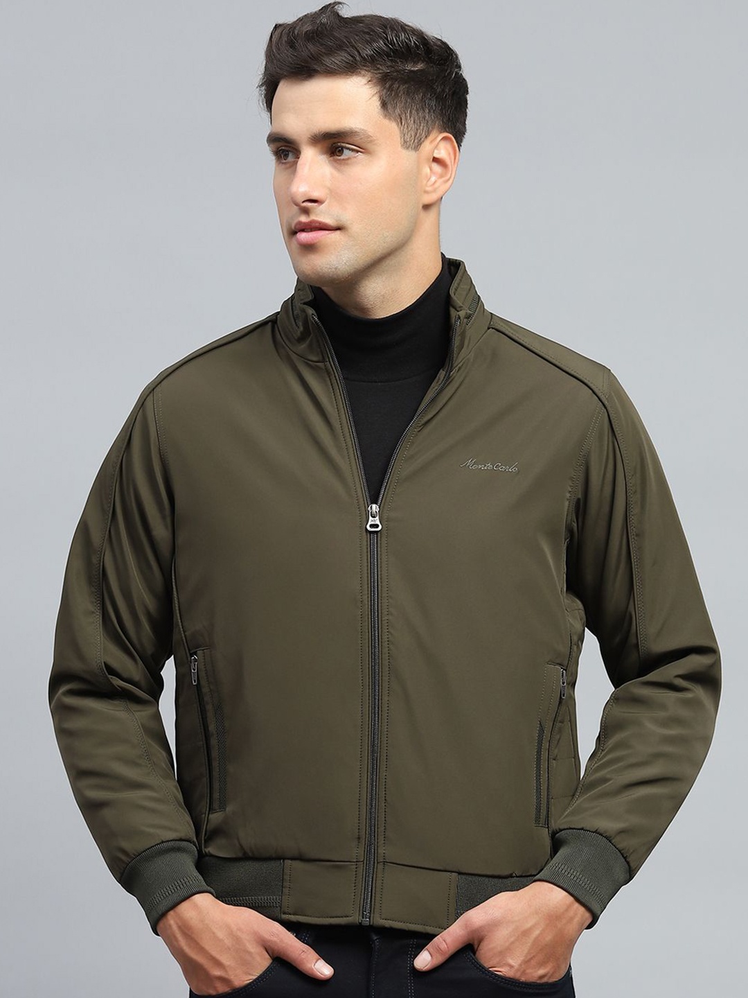 

Monte Carlo Men Bomber with Embroidered Jacket, Olive