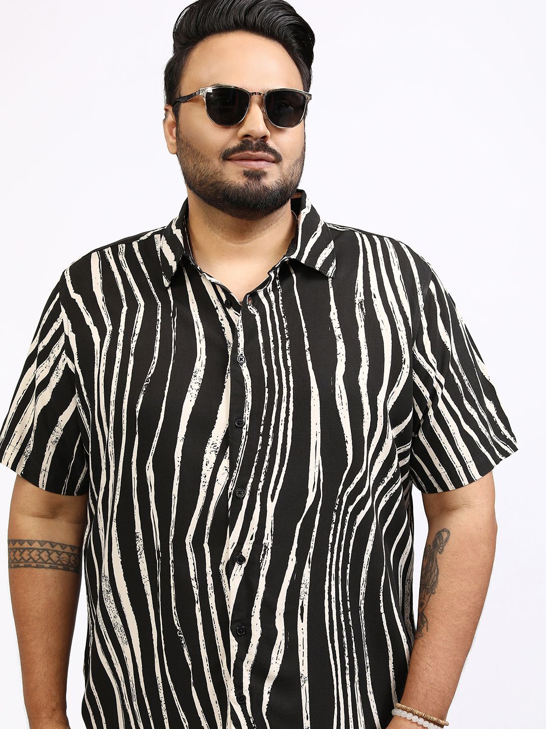

Highlander Men Digital Print Viscose Plus Size Relaxed Fit Shirt, Black