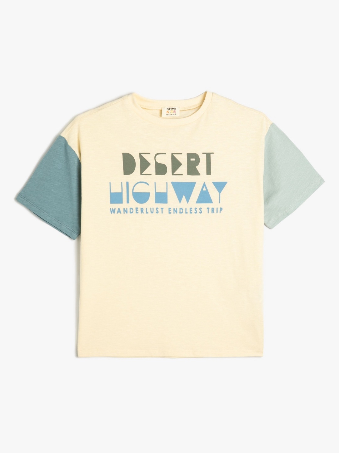 

Koton Boys Typography Printed Round Neck Cotton T-shirt, Beige