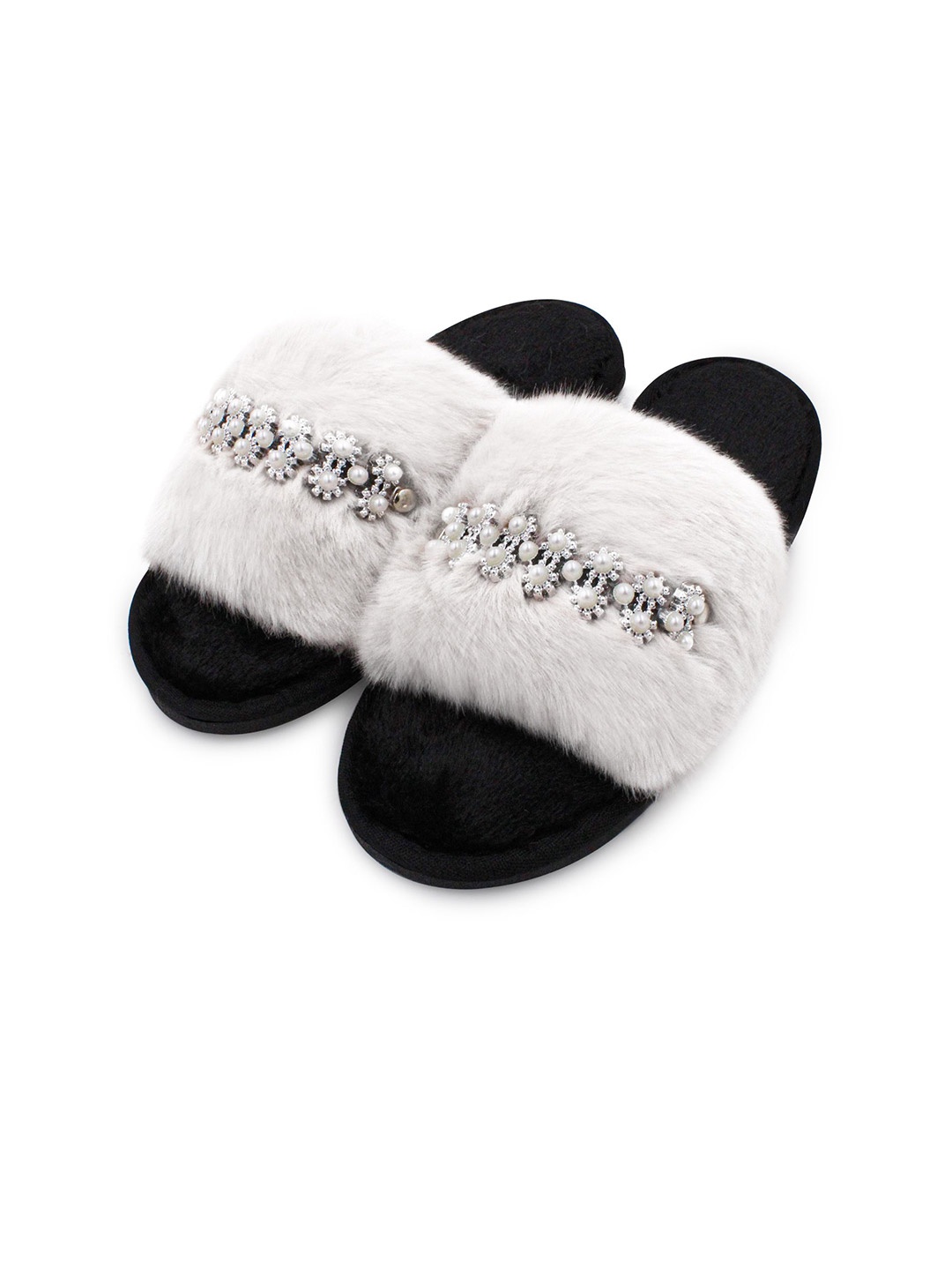 

JENNA Women Embellished Room Slippers, White