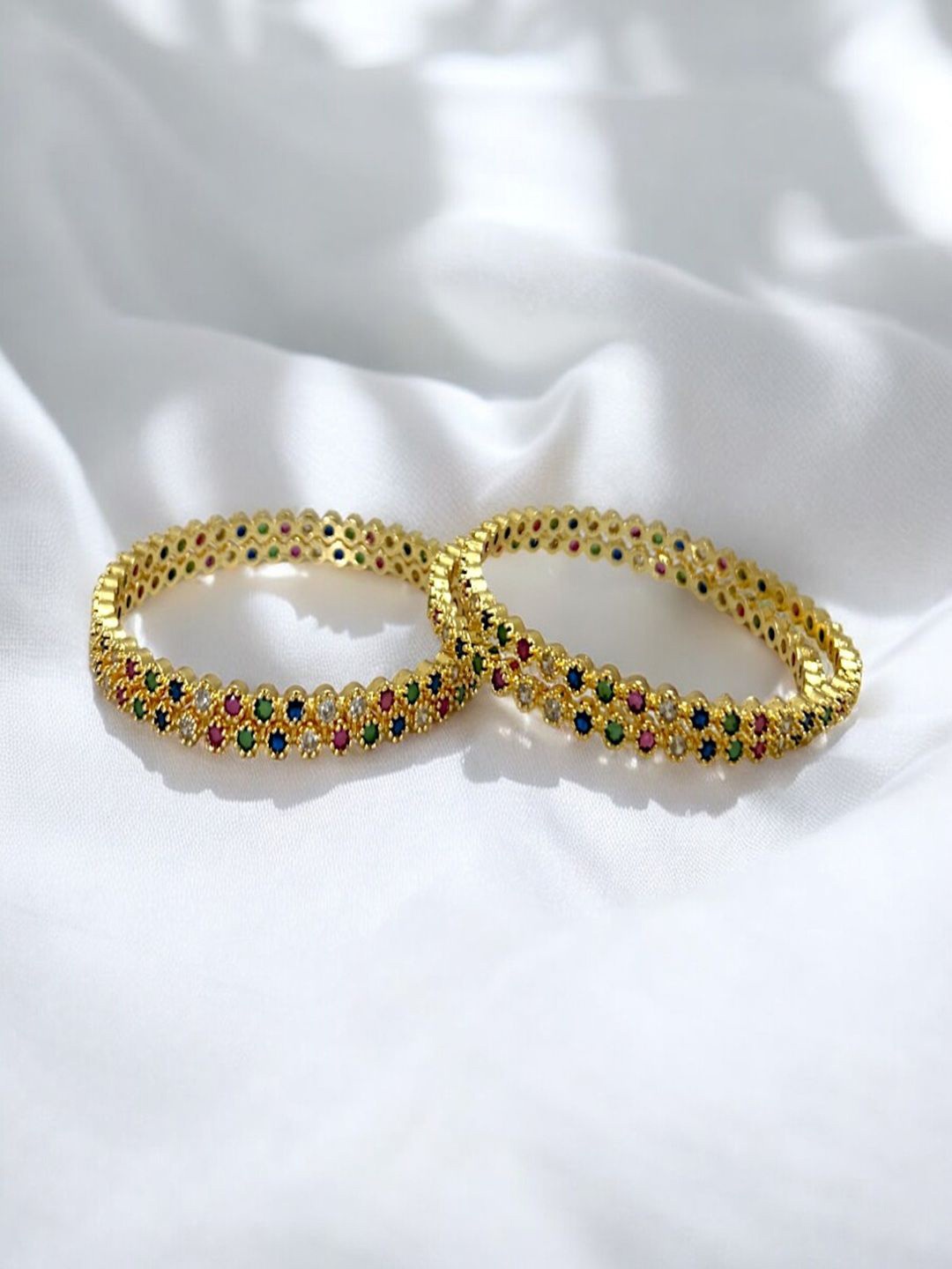 

AccessHer Set Of 4 Gold-Plated American Diamond-Studded Bangles