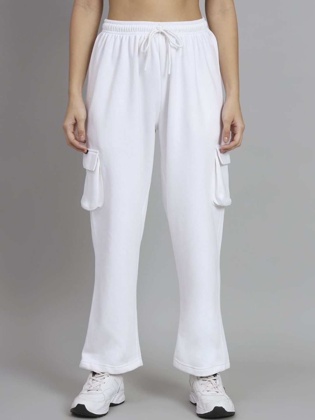 

GRIFFEL Women Straight Fit Mid Rise Track Pants, White
