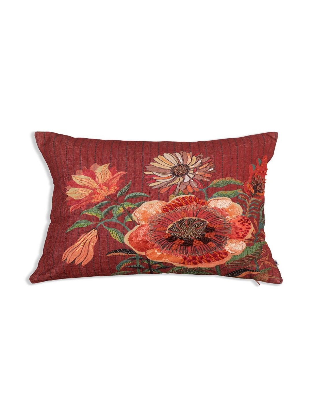 

ONSETHOMES jashn Red & Green Cotton Embroidered Rectangle Cushion Cover
