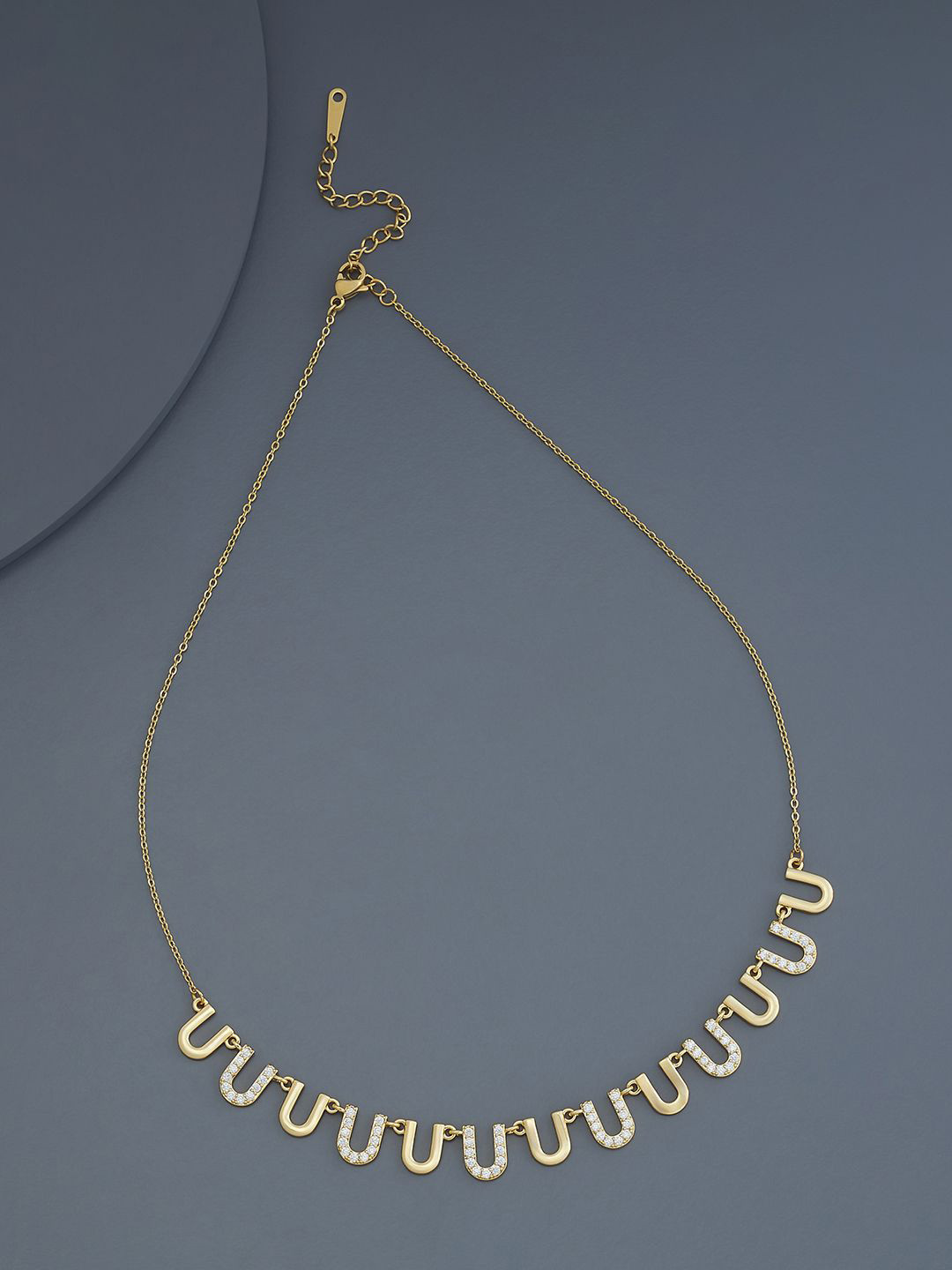 

Kushal's Fashion Jewellery Gold-Plated Cubic Zirconia Stone Studded Trendy Necklace