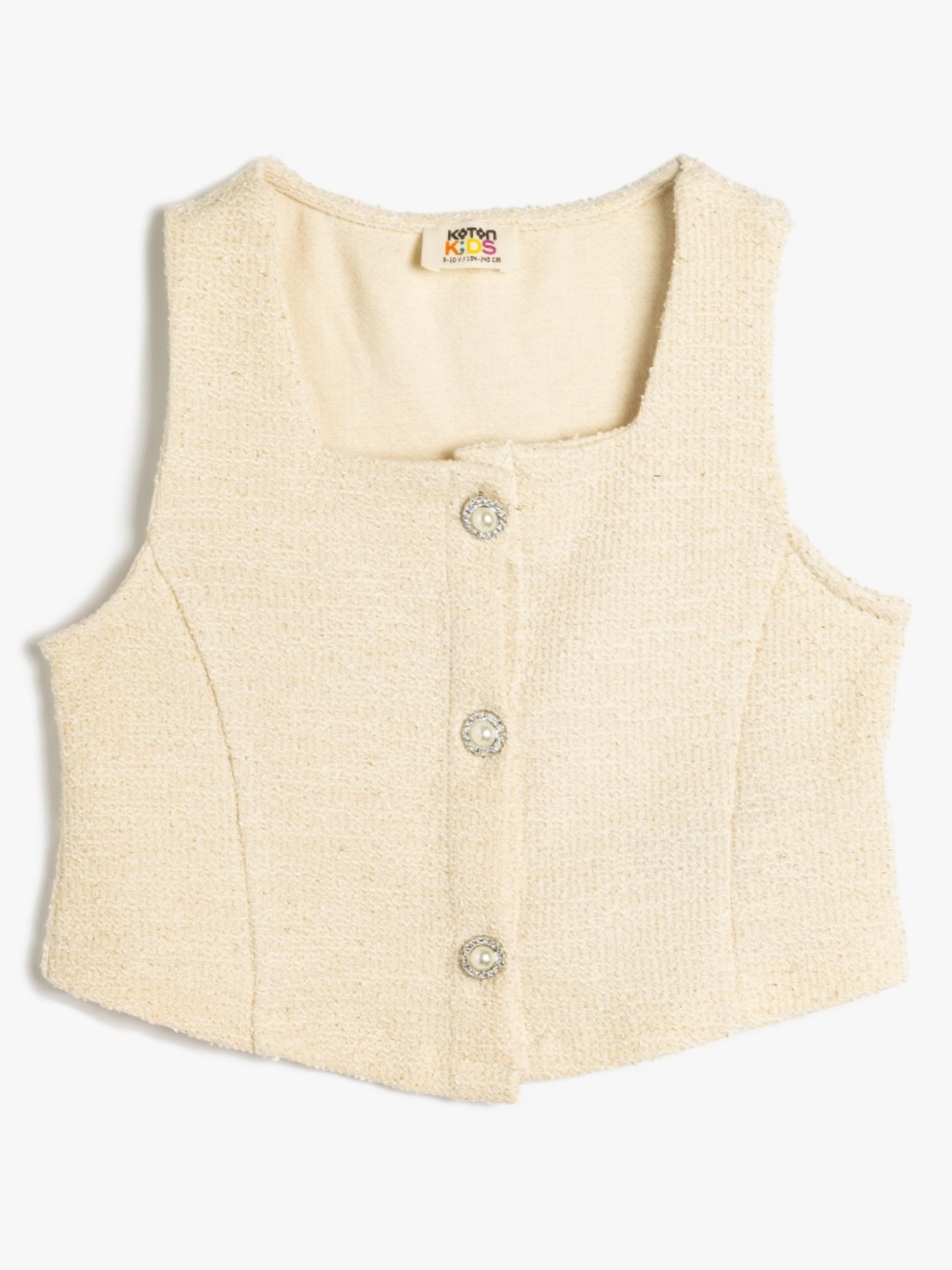 

Koton Girls Henley Neck Extended Sleeves T-shirt, White