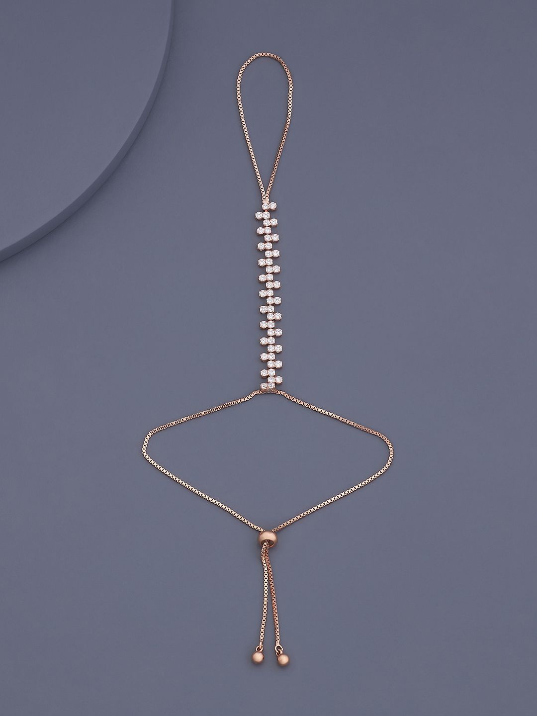 

Kushal's Fashion Jewellery Rose Gold-Plated Cubic Zirconia Studded Ring Bracelet