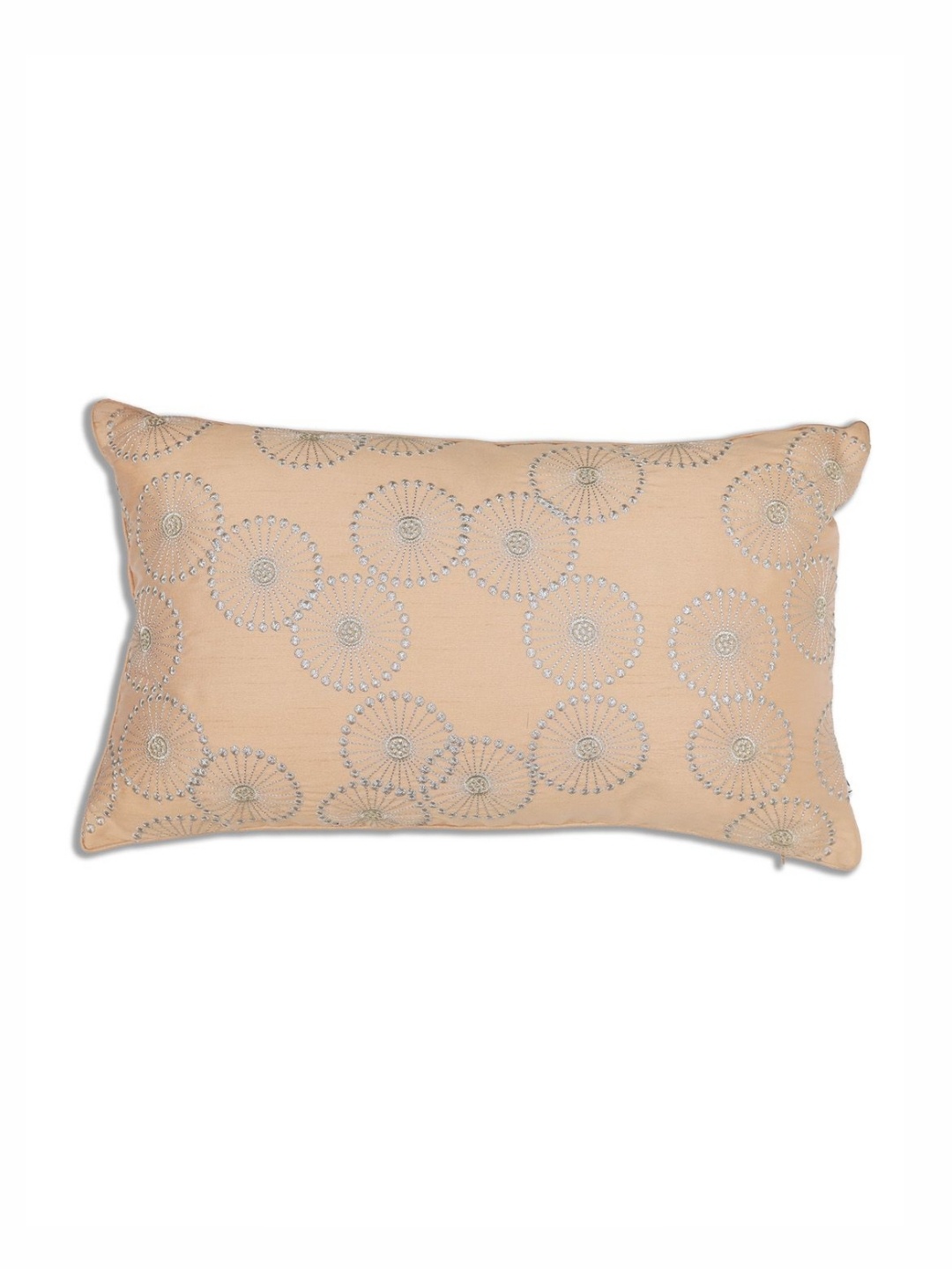 

ONSETHOMES jashn Beige & Grey Embroidered Silk Rectangle Cushion Cover