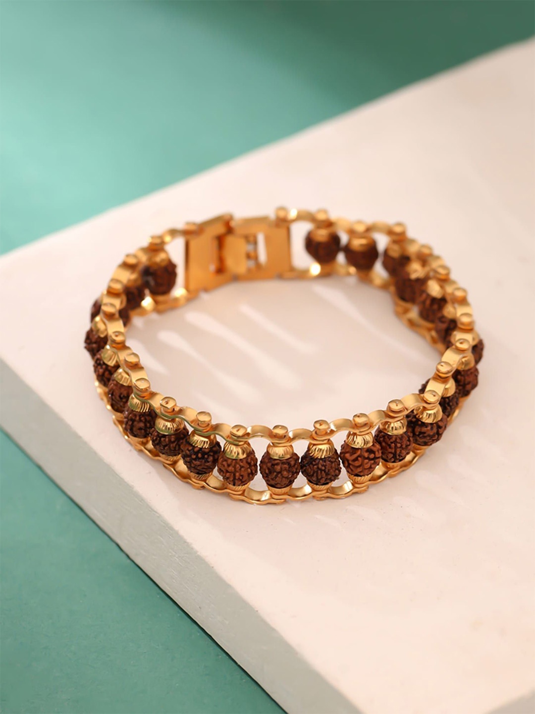 

Yellow Chimes Gold-Plated Rudraksha Wraparound Bracelet