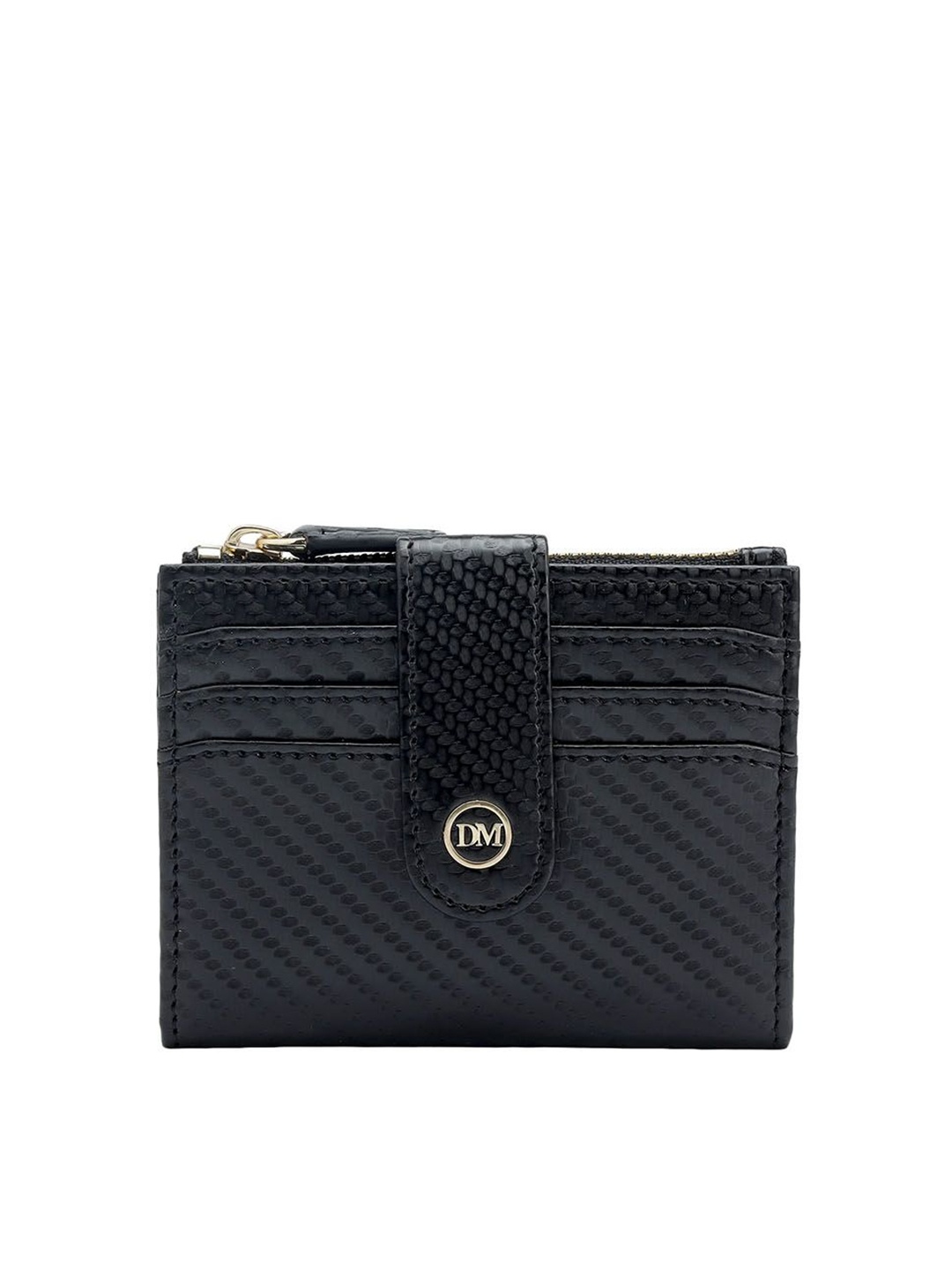 

Da Milano Unisex Textured Leather Card Holder, Black
