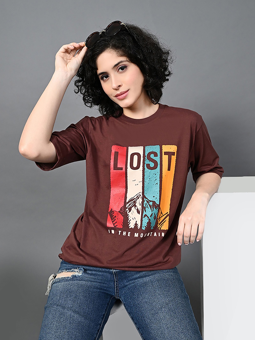 

The Roadster Lifestyle Co. Women Bio Finish Typography Printed Cotton Relaxed Fit T-shirt, Brown