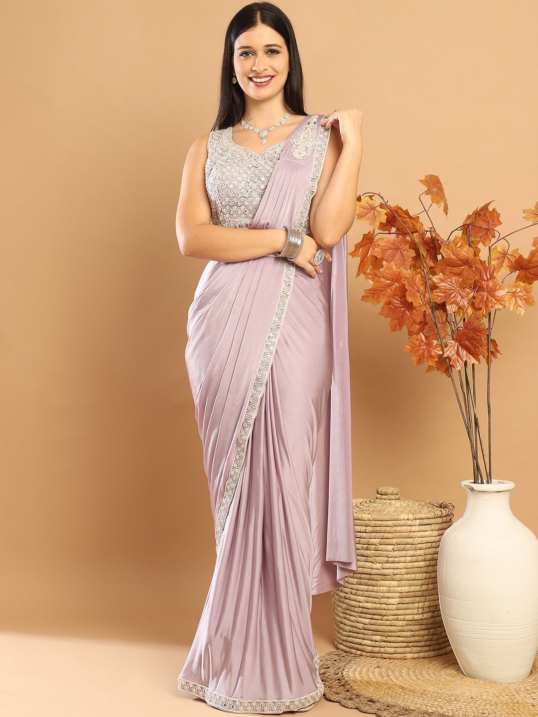 

Grancy Ready to Wear Leheriya Saree, Mauve