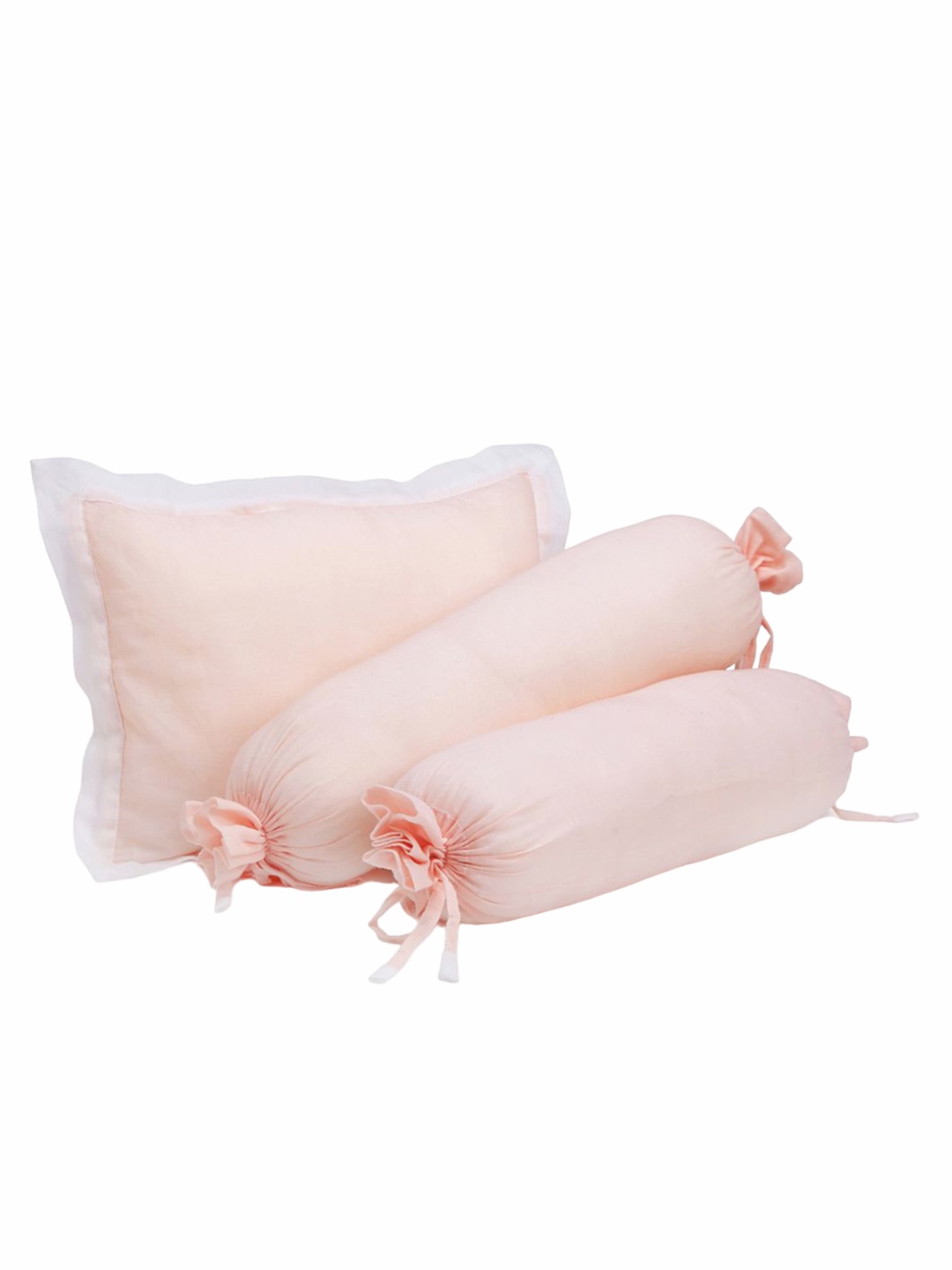 

The White Cradle Kids Set Of 3 Pink Organic Cotton Bolster & Pillow Set