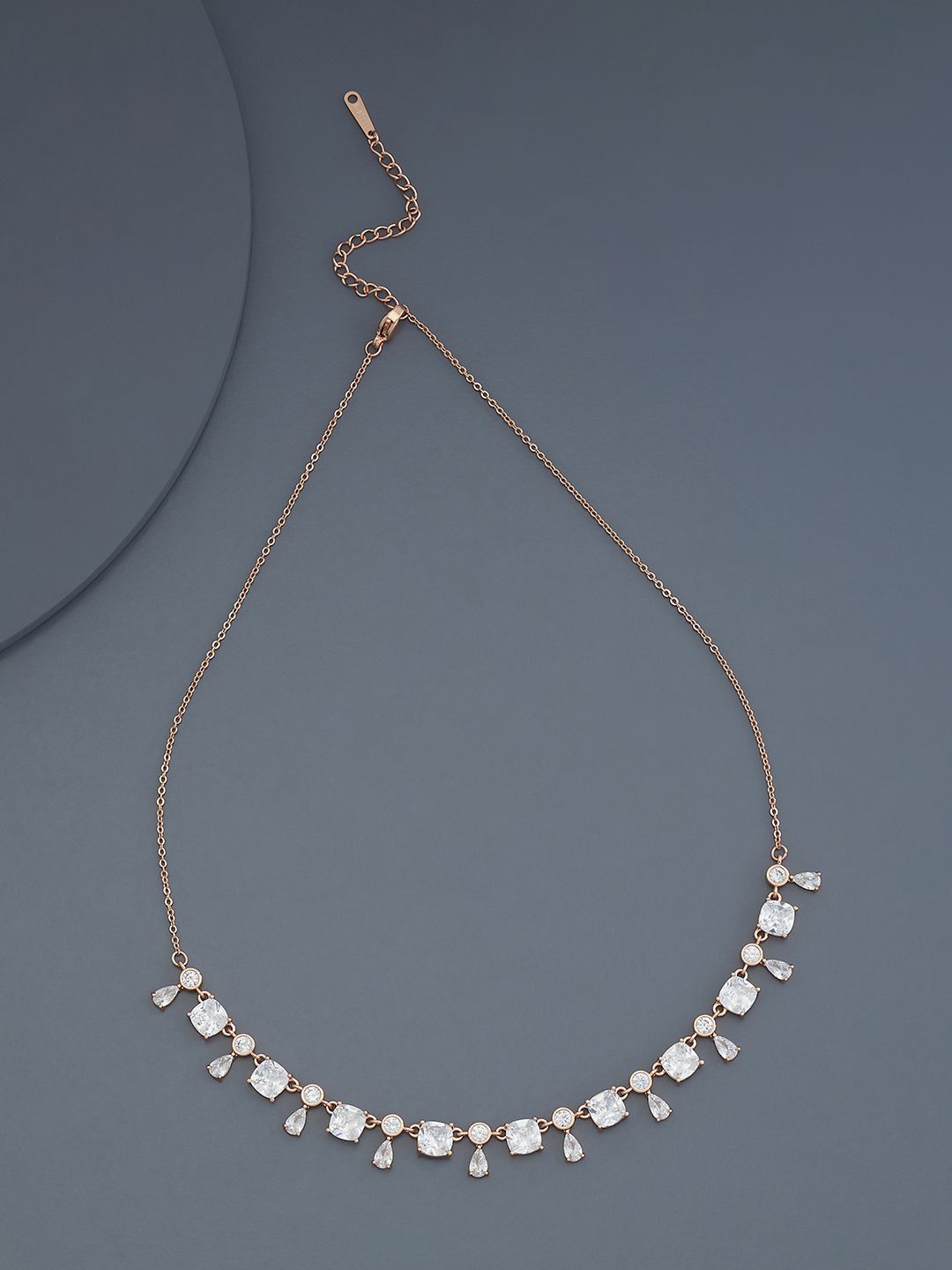 

Kushal's Fashion Jewellery Rose Gold-Plated Cubic Zirconia Stone Studded Trendy Necklace