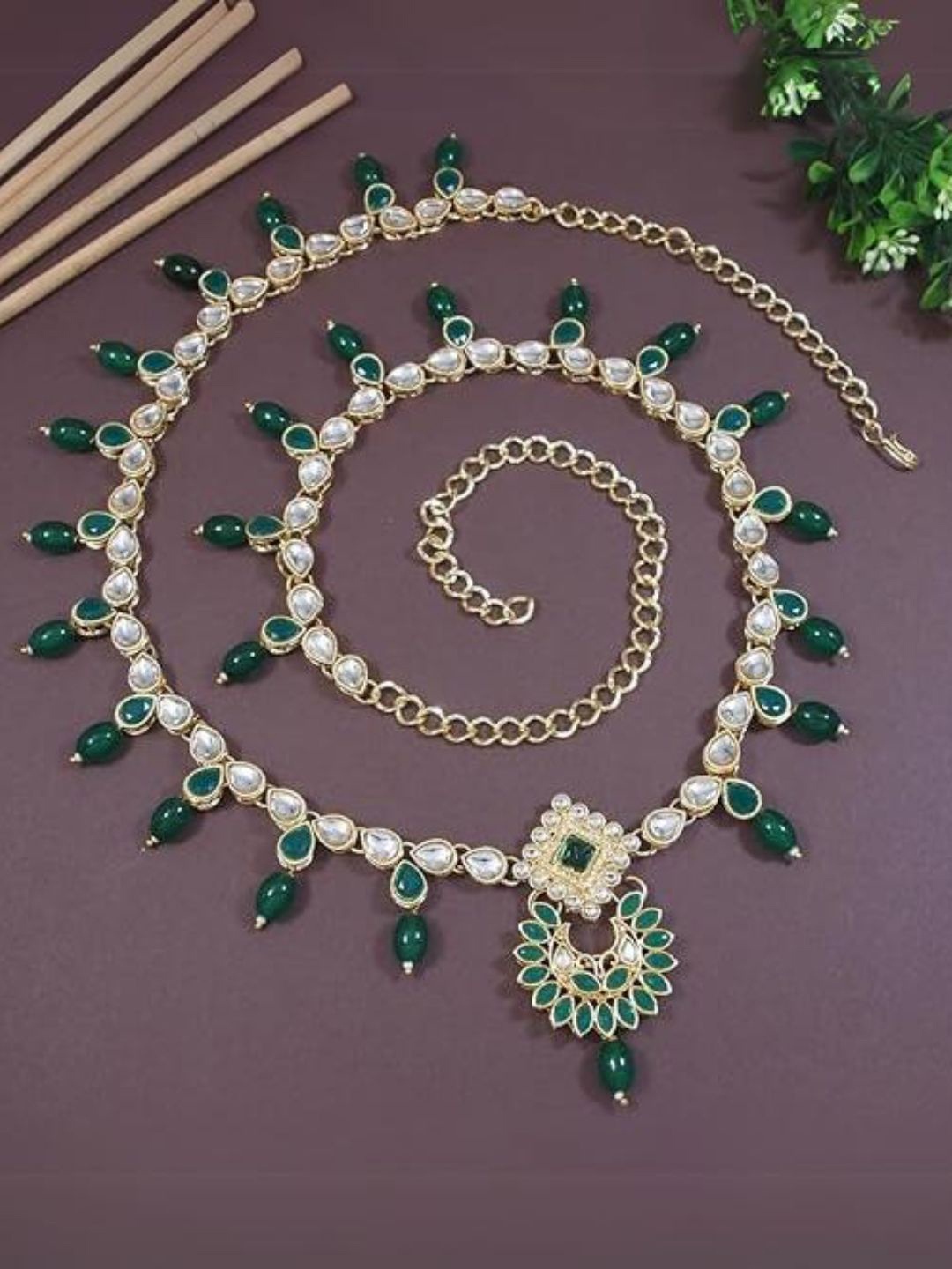 

I Jewels Gold Plated Stone Studded Waist Chain