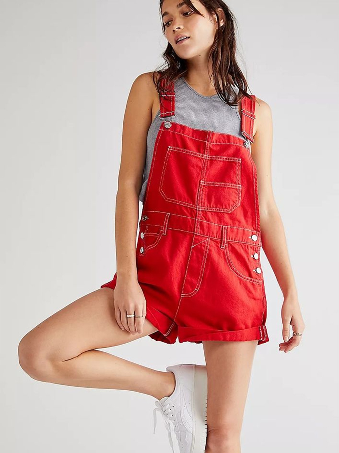 

LULU & SKY Cotton Dungarees, Red