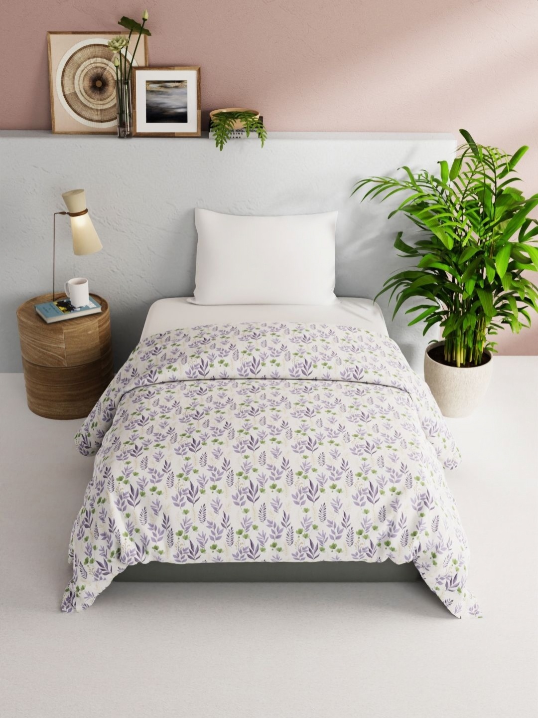 

BIANCA Victoria Green & Purple Floral Printed Pure Cotton 150 GSM Single Bed Comforter
