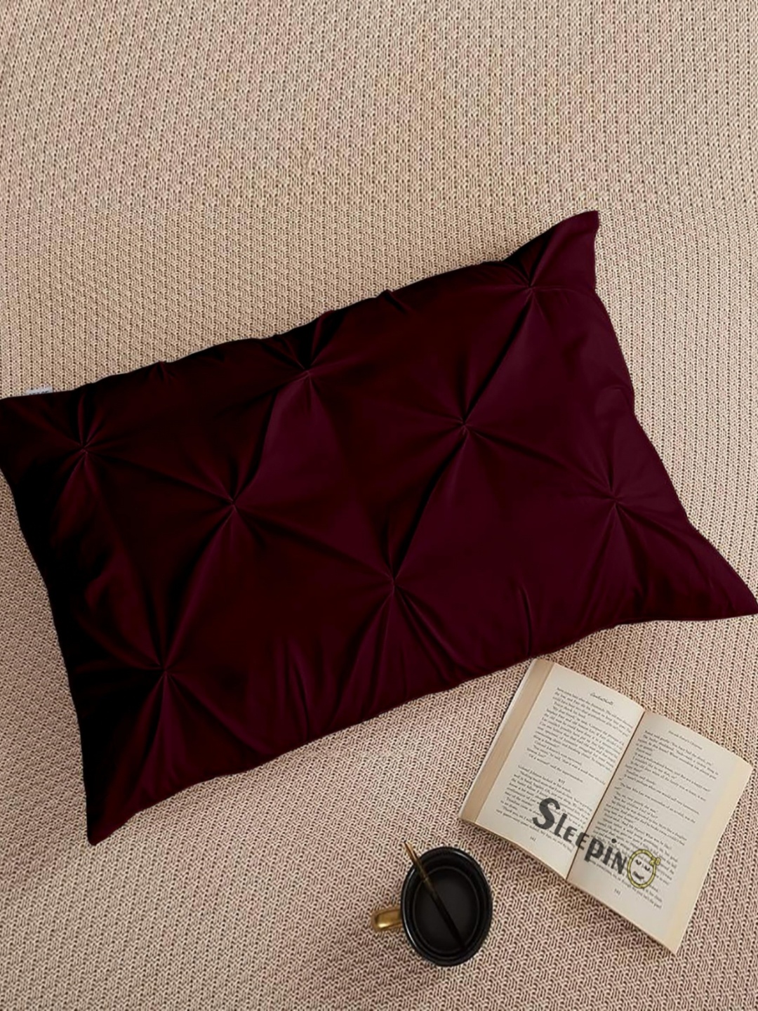 

Sleepino Wine 6 Pieces Textured Linen Rectangle Shaped Pillow Covers, Burgundy